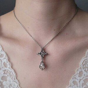 Fairy whimsical silver star necklace